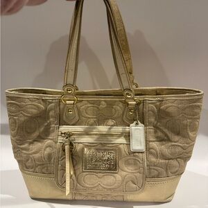 Coach Poppy Gold Tote Bag -Good Condition - Still Has Original Tags